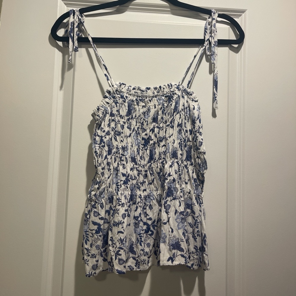 Paper Crane Black and White Smocked Camisole